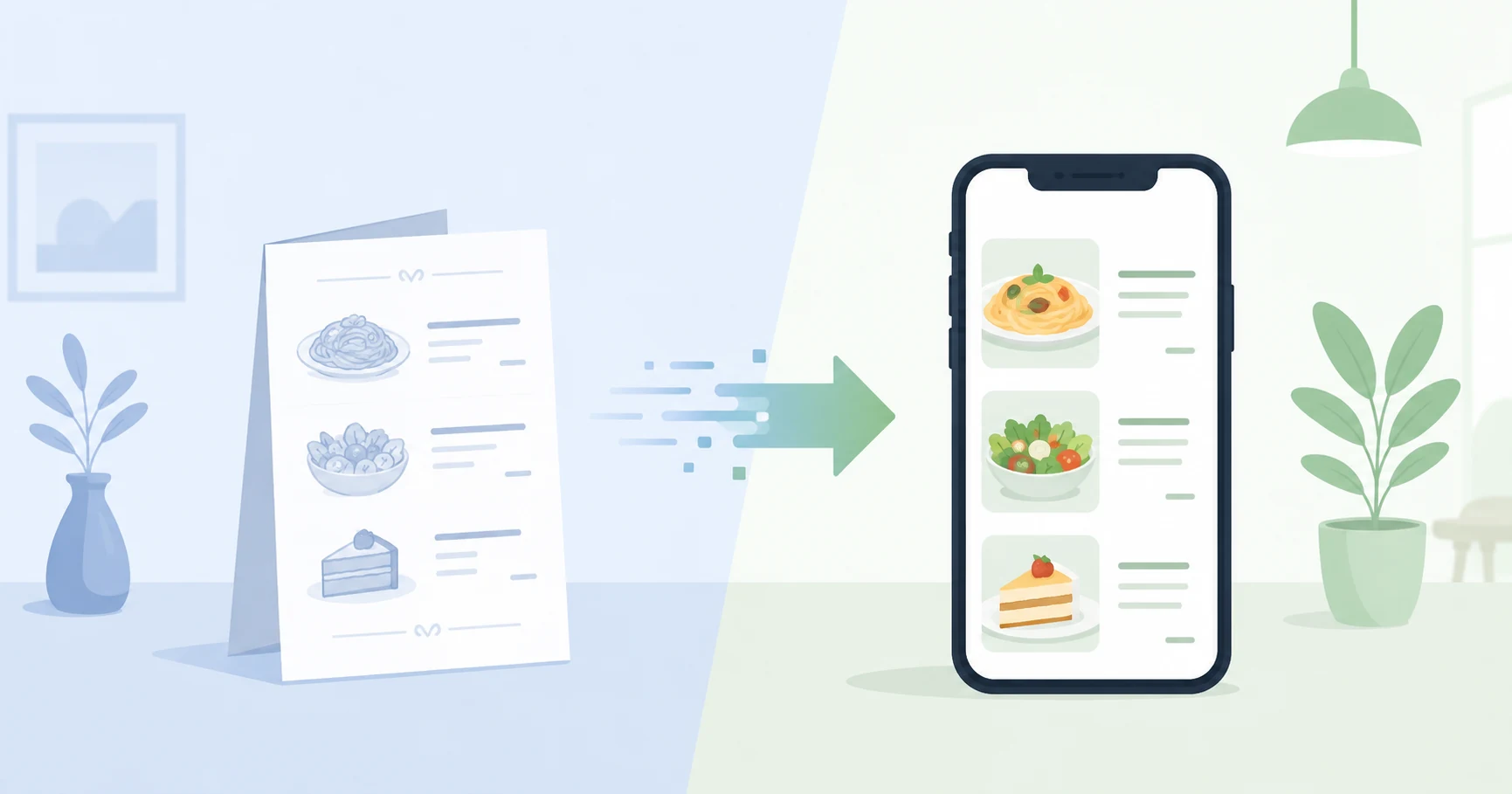 Digitised restaurant menu accessible via QR code