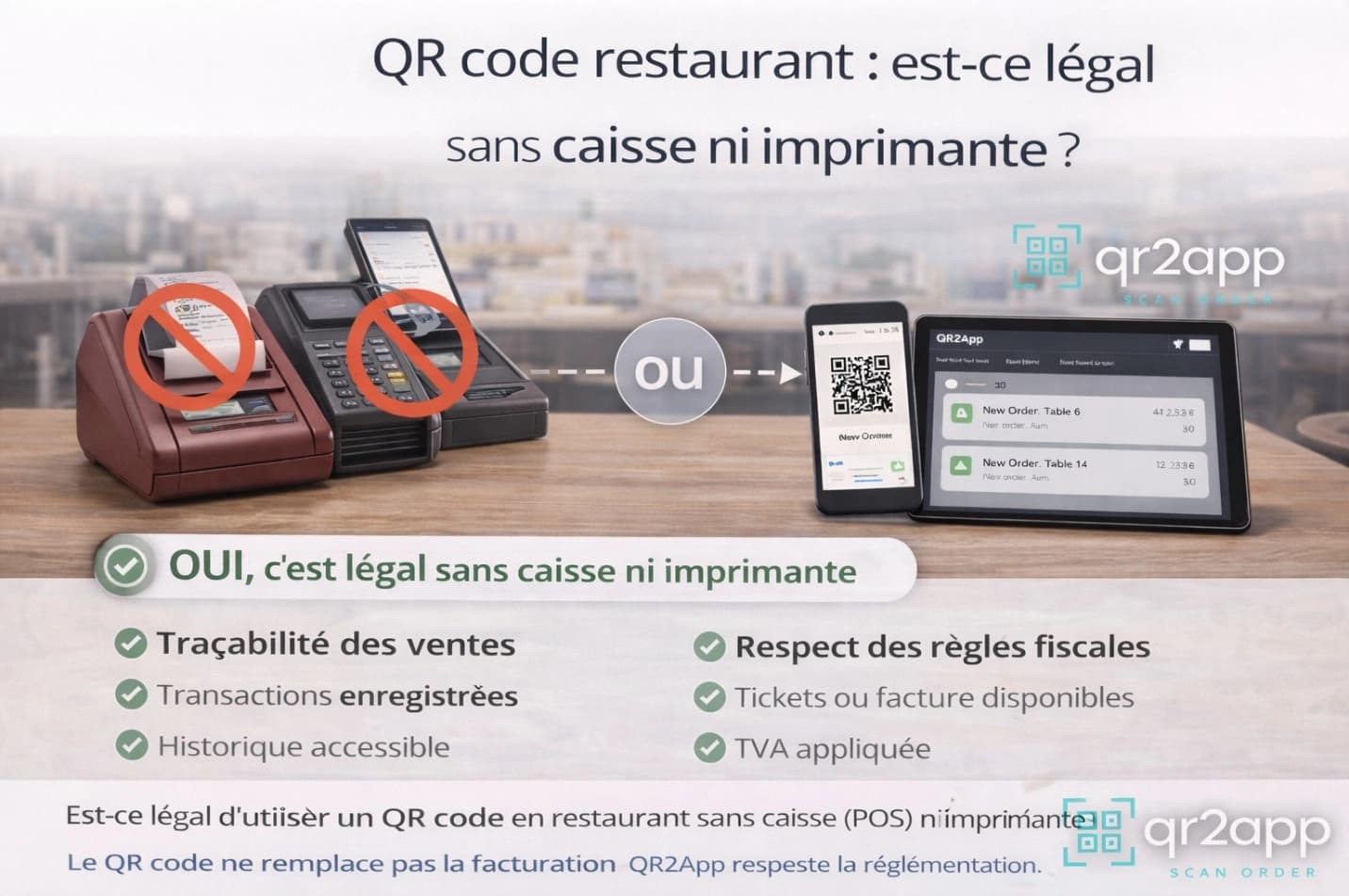 QR code restaurant : est-ce légal sans caisse ni imprimante ?