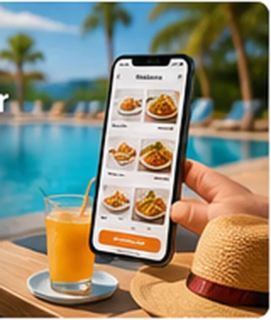 QR code for hotel restaurant with pool or beach